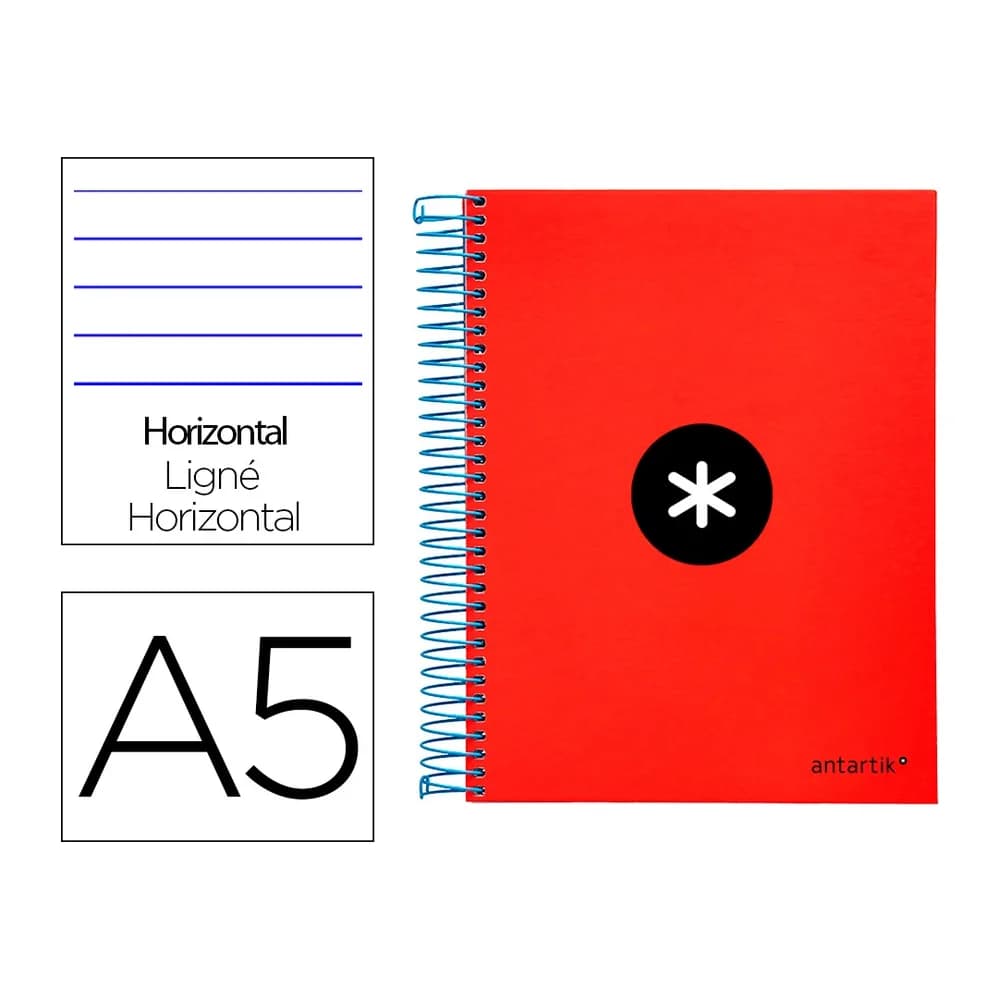 Antartik Cuaderno espiral a5 micro antartik tapa forrada 120h 90 gr horizontal 5 bandas 6 taladros