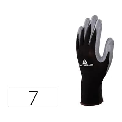 Deltaplus Guantes deltaplus de punto poliester palma de nitrilo especial para mecanica grasas aceites negro-gris talla 7