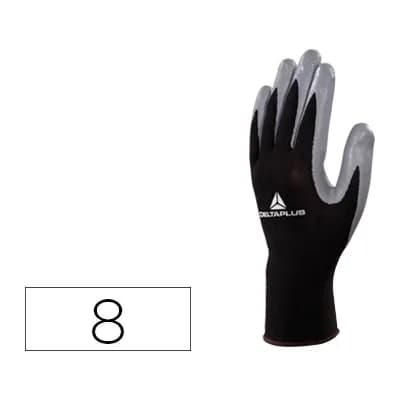 Deltaplus Guantes deltaplus de punto poliester palma de nitrilo especial para mecanica grasas aceites negro-gris talla 8