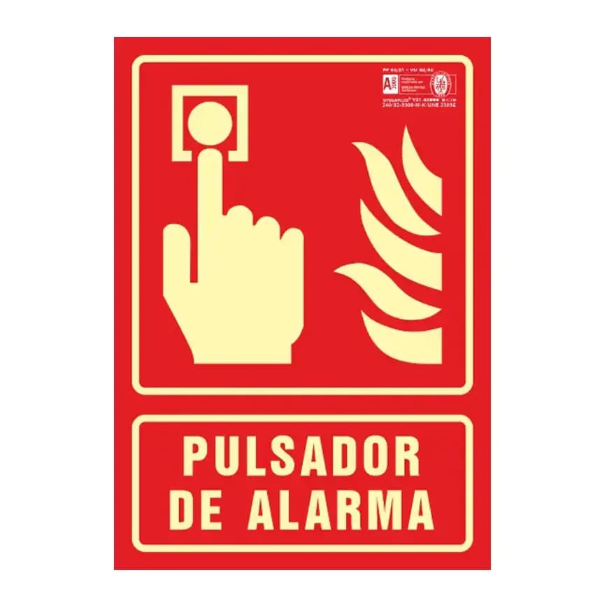 Syssa Pictograma syssa señal de pulsador de alarma en pvc fotoluminiscente 210x297 mm