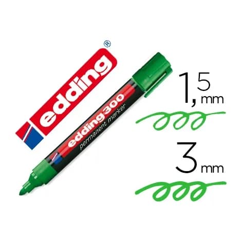 Edding Rotulador edding marcador permanente 300 verde punta redonda 1,5-3 mm recargable