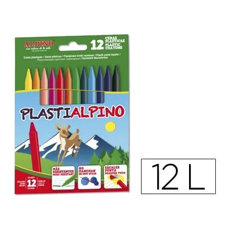 Alpino Lapices cera alpino plasti caja de 12 unidades colores surtidos