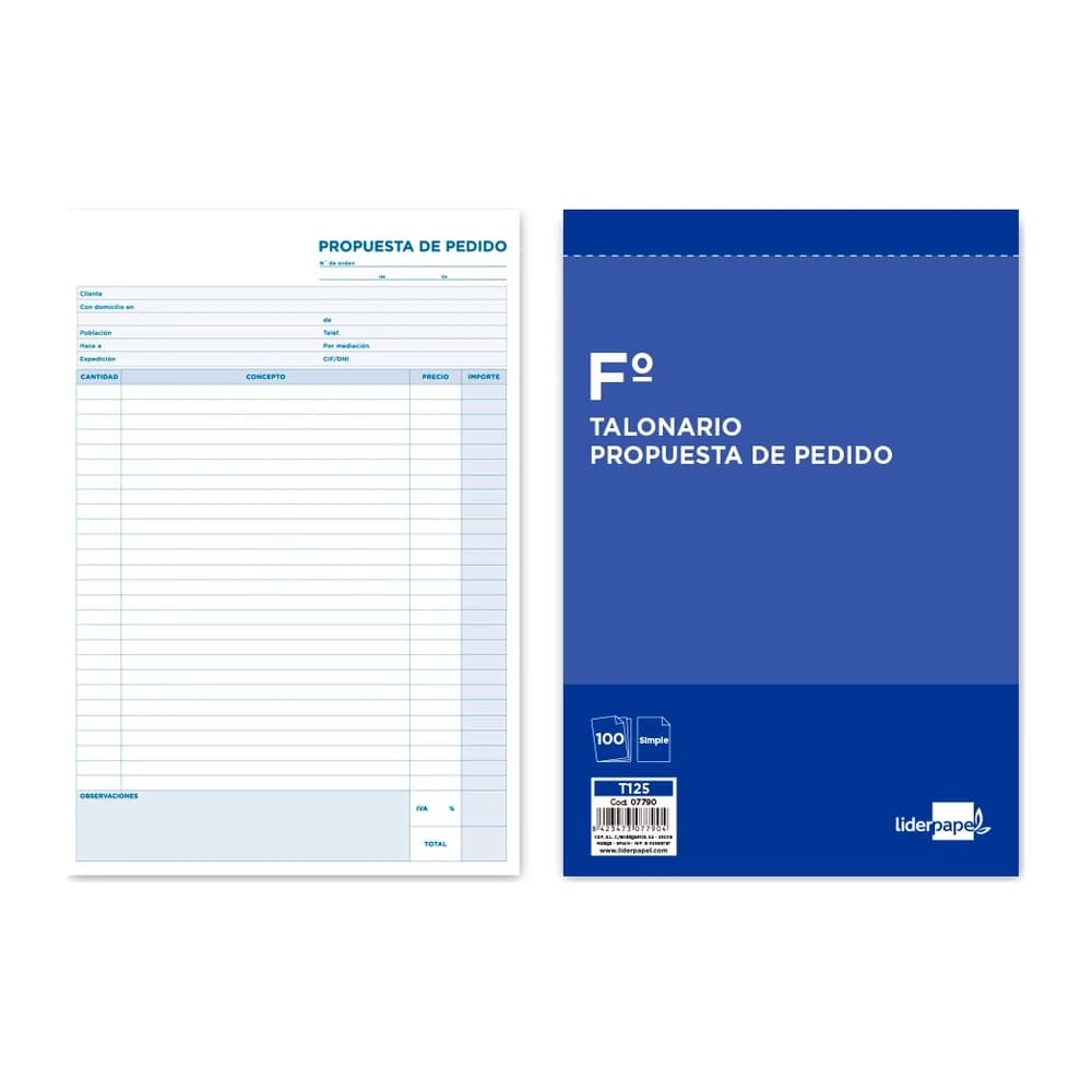 Liderpapel Talonario liderpapel pedidos folio original 125