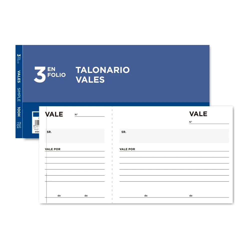 Liderpapel Talonario liderpapel vales tres en folio 104
