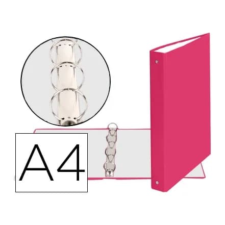Exacompta Carpeta de 4 anillas 30mm redondas exacompta a4 carton forrado rosa