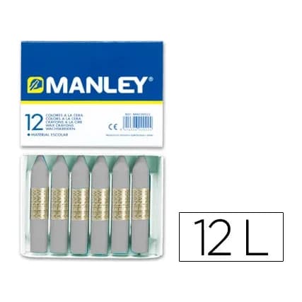 Manley Lapices cera manley unicolor gris n.72 caja de 12 unidades