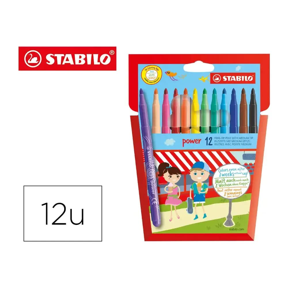 Stabilo Rotulador stabilo power caja de 12 unidades colores surtidos