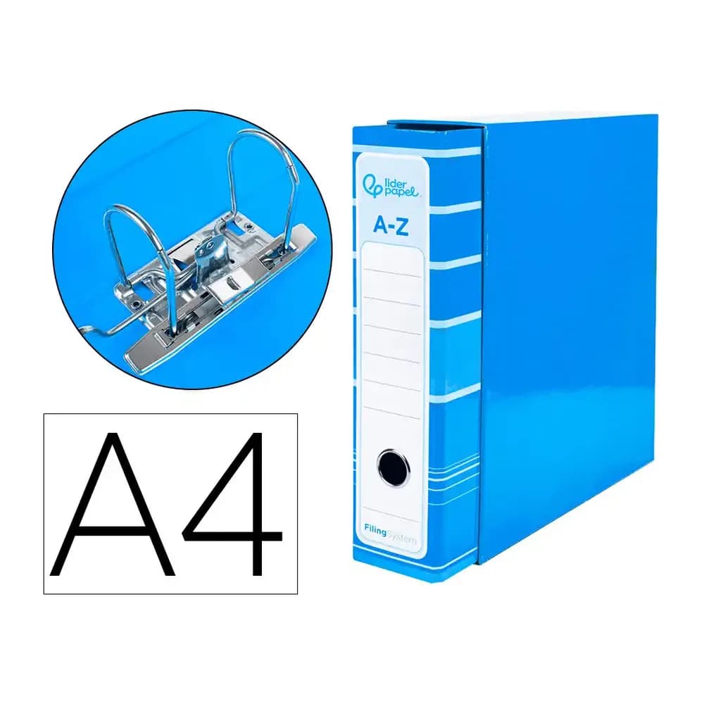 Liderpapel Archivador de palanca liderpap el a4 filing system forrado sin rado lomo 80mm con caja y compresor metalico