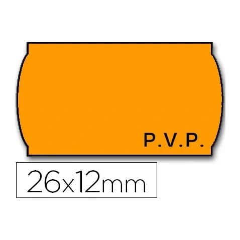Meto Etiquetas meto onduladas 26x12 mm pvp naranja fluor adh.2 rollo 1500 etiquetas para etiquetadora tovel