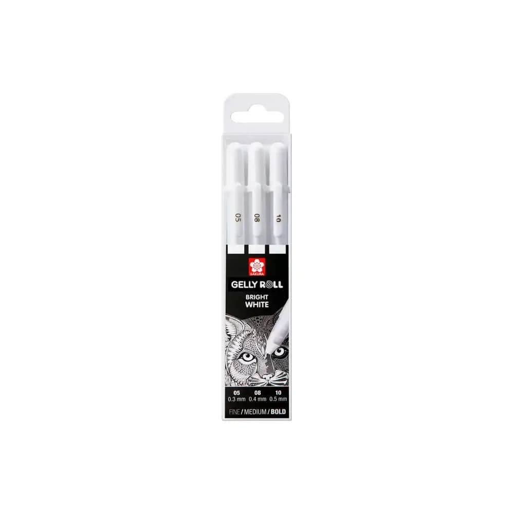 Sakura Rotulador roller sakura gelly basic blanco estuche de 3 unidades