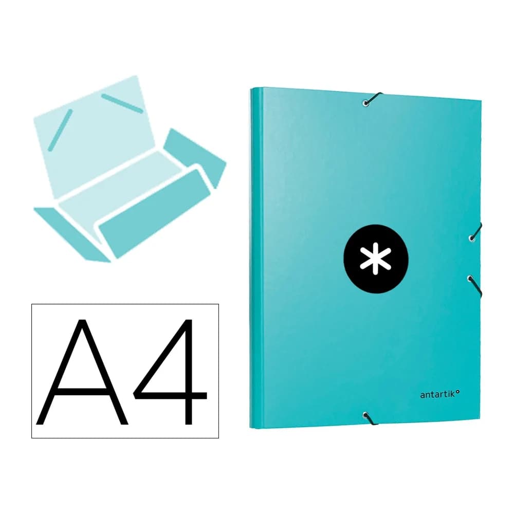 Antartik Carpeta antartik gomas tres solapas carton forrado a4 color menta