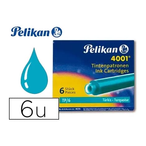 Pelikan Tinta estilografica pelikan tp6 turquesa caja de 6 cartuchos