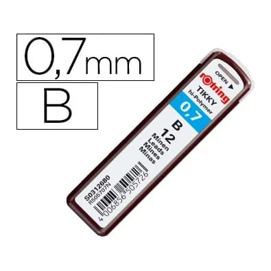 Rotring Minas rotring grafito 0,7 mm b estuche de 12 minas