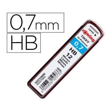 Rotring Minas rotring grafito 0,7 mm hb estuche de 12 minas