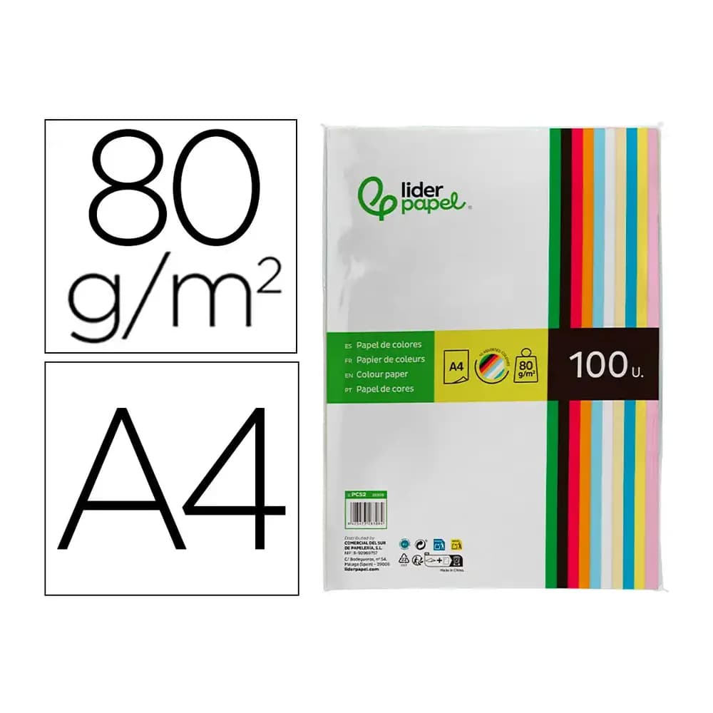Liderpapel Papel color liderpapel a4 80gr paquete de 100 hojas