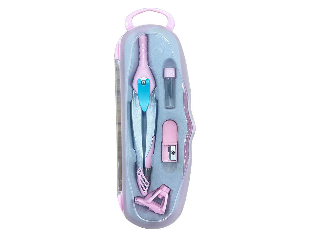 Compas Liderpapel Lock Device con Adaptador Universal y Tubo de Minas Color Rosa Claro