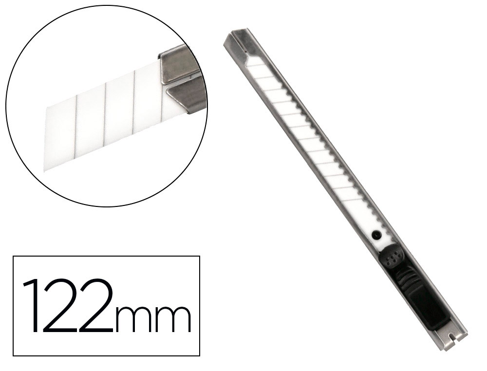 Cuter Q-Connect Metalico Estrecho Cuchilla Ceramica 9 mm Xd-C18 con Clip Blister 1 Unidad