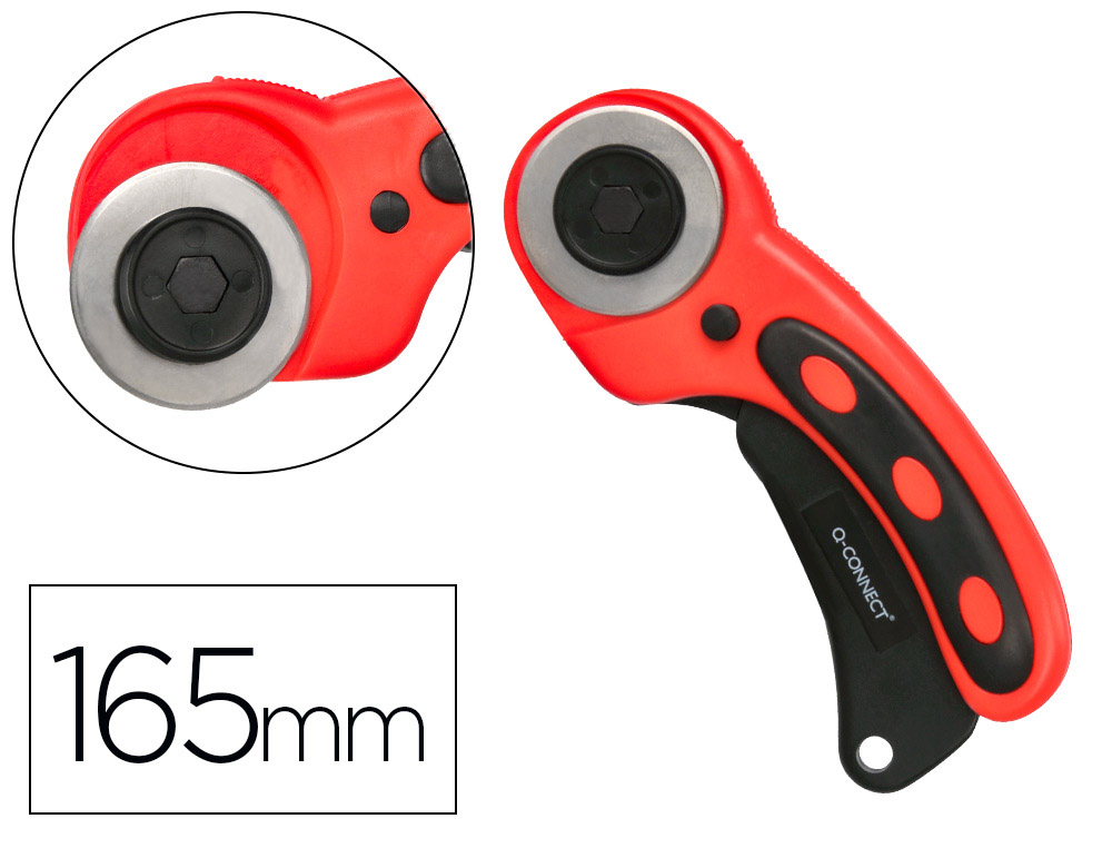Cuter Q-Connect Rotatorio Medidas 22x56x165 mm Cuchilla Circular 45 mm Xd-38 Blister 1 Unidad