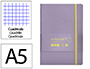 Cuaderno con Gomilla Antartik Notes Tapa Blanda A5 Hojas Cuadricula Morado y Amarillo 80 Hojas 80 gr Fsc