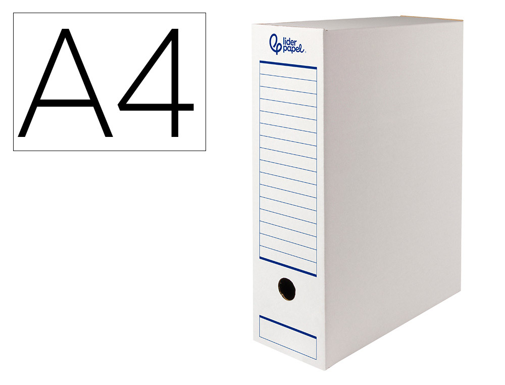 Caja Archivo Definitivo Automatica Liderpapel Folio Carton Reciclado 325g/m2 Lomo 100 mm Blanco 360x100x255mm