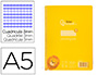 Cuaderno Espiral Liderpapel A5 Pautaguia Tapa Plastico 80h 90gr Cuadro Pautado 3 mm con Margen Color Amarillo