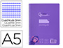 Cuaderno Espiral Liderpapel A5 Pautaguia Tapa Plastico 80h 90gr Cuadro Pautado 3 mm con Margen Color Lila