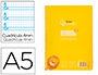 Cuaderno Espiral Liderpapel A5 Pautaguia Tapa Plastico 80h 90gr Cuadro Pautado 4mm con Margen Color Amarillo
