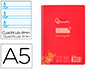 Cuaderno Espiral Liderpapel A5 Pautaguia Tapa Plastico 80h 90gr Cuadro Pautado 4mm con Margen Color Rojo