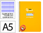 Cuaderno Espiral Liderpapel A5 Pautaguia Tapa Dura 80h 90gr Cuadro Pautado 3mm Color Amarillo