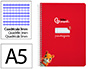 Cuaderno Espiral Liderpapel A5 Pautaguia Tapa Dura 80h 90gr Cuadro Pautado 3mm Color Rojo
