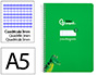 Cuaderno Espiral Liderpapel A5 Pautaguia Tapa Dura 80h 90 gr Cuadro Pautado 3mm Color Verde