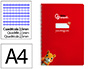 Cuaderno Espiral Liderpapel A4 Pautaguia Tapa Dura 80h 90 gr Cuadro Pautado 2,5mm Color Rojo