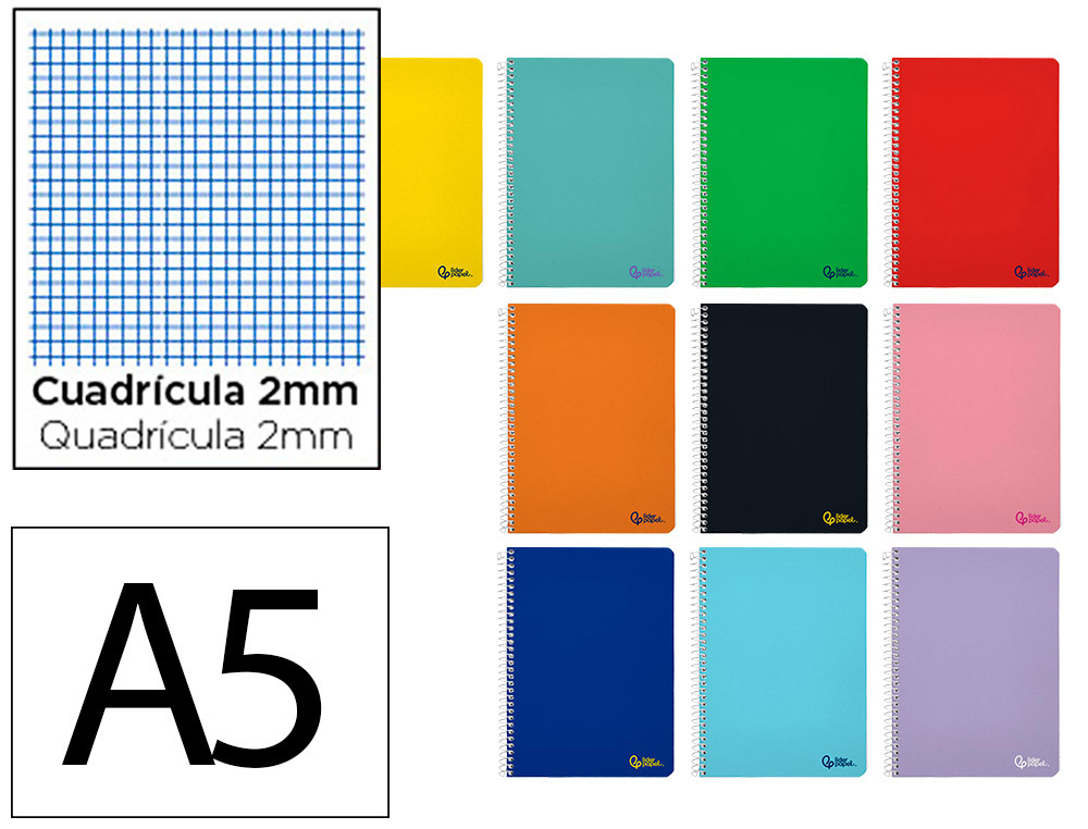 Cuaderno Espiral Liderpapel A5 Smart Tapa Blanda 80h 75gr Milimetrado 2mm Colores Surtidos