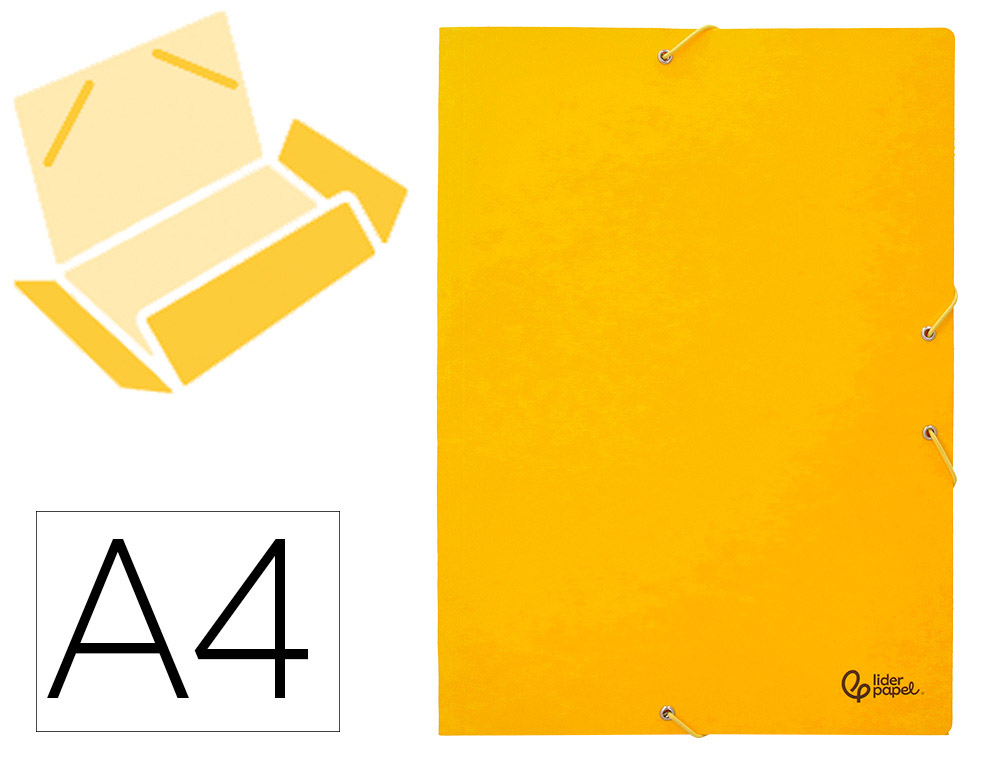 Carpeta Liderpapel Gomas Tres Solapas Carton Simil Prespan Folio Color Amarillo