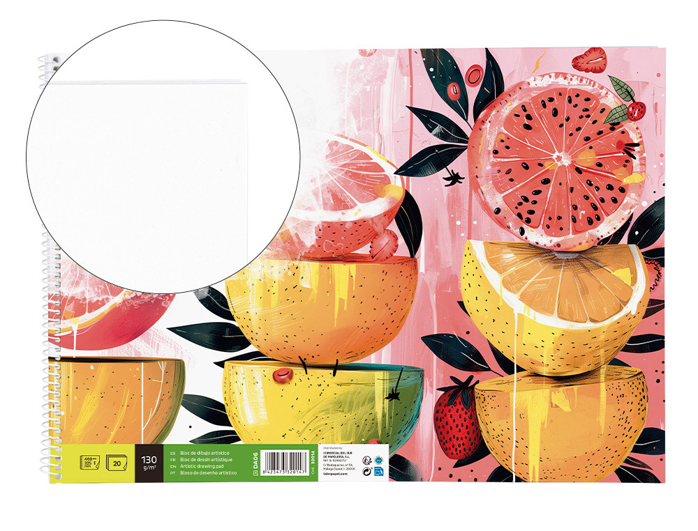 Bloc Dibujo Liderpapel Artistico Espiral 460x325mm 20 Hojas 130gr/m2 sin Recuadro Perforado