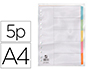 Separador Q-Connect Cartulina Juego de 5 Separadores DIN A4 Multitaladro