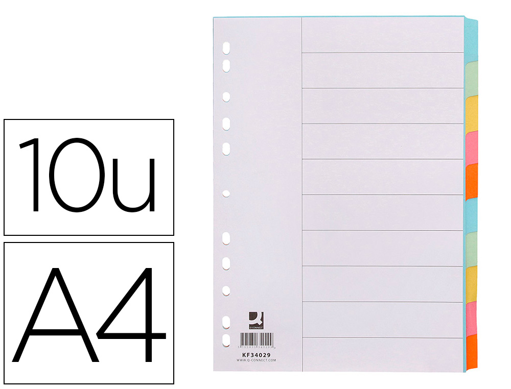Separador Q-Connect Cartulina Juego de 10 Separadores DIN a4multitaladro