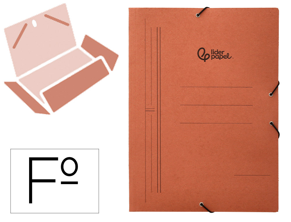 Carpeta liderpapel gomas tres solapas carton pintado folio color azul