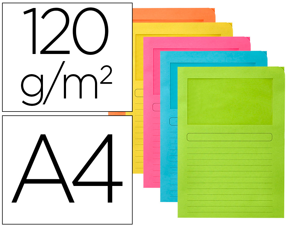 Subcarpeta cartulina q-connect din a4 verde con ventana transparente 120 gr