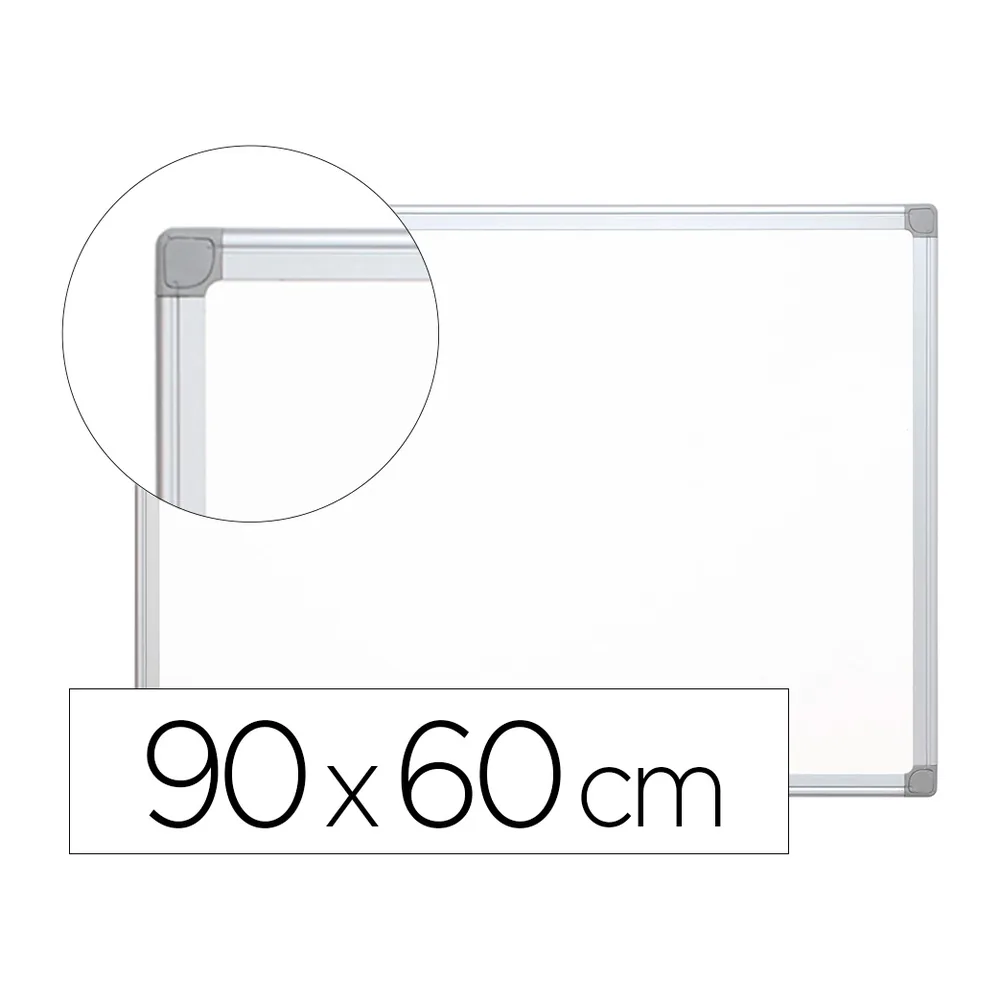 Pizarra blanca q-connect lacada magnetica marco de aluminio 90x60 cm
