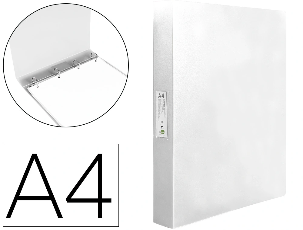 Carpeta Liderpapel 4 Anillas 25 mm Mixtas Polipropileno DIN A4 Transparente