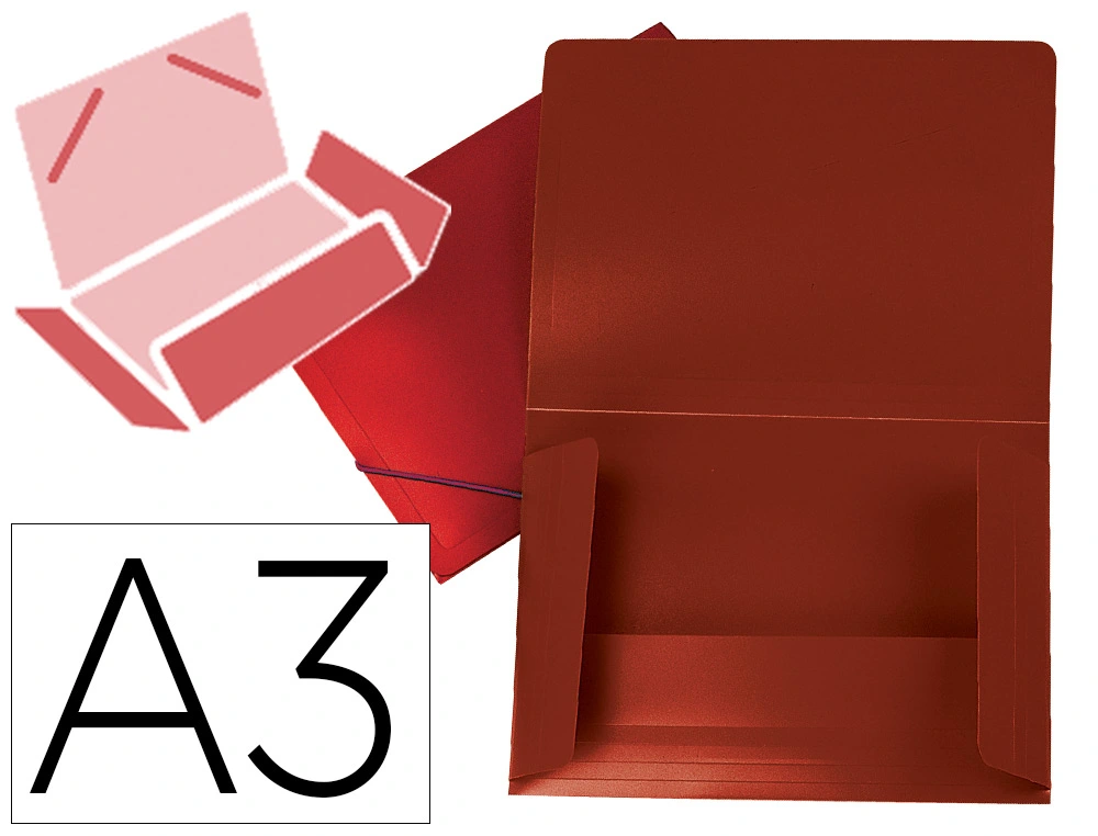 Carpeta Liderpapel Portadocumentos Solapas Polipropileno DIN A3 Rojo Translucido Lomo Flexible