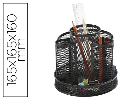 Organizador Sobremesa Q-Connect kf17294 Metalico Giratorio Rejilla Negra 165x165x160 mm