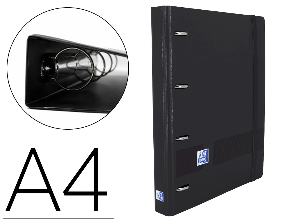 Carpeta con Recambio Oxford Classic Europeanbinder DIN a4+4 Anillas 35 mm Recambio 100 Hcuadro 5 mm Color Negro