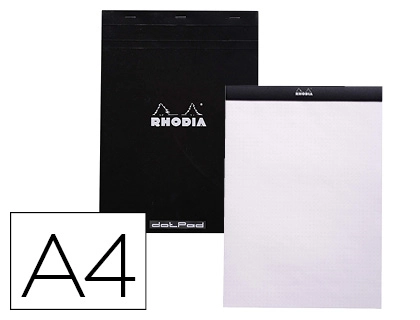 Bloc Nota Rhodia Black Dot Pad DIN A4 80 Hojas 80 G/m2 Liso con Puntos Negros 5 mm Perforado