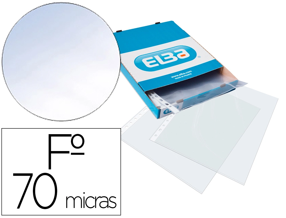 Funda Multitaladro Elba Standard Folio 70 Micras Cristal Caja de 100 Unidades