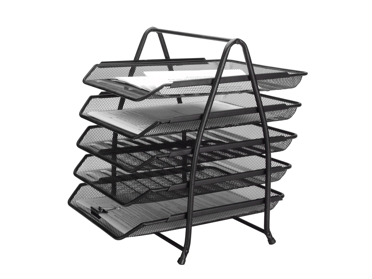 Bandeja Sobremesa Metalica Q-Connect kf18474 Rejilla Negro 5 Bandejas Movibles 350x275x375 mm