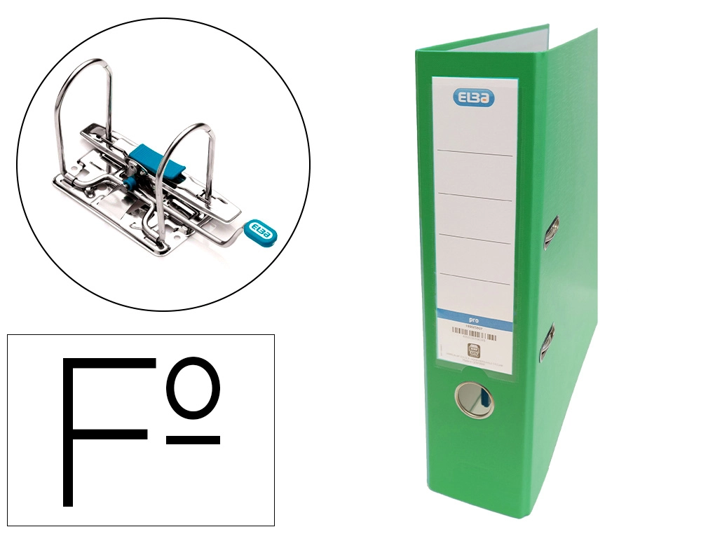 Archivador de Palanca Elba Carton Forrado PVC con Rado Top Folio Lomo 80 mm Verde