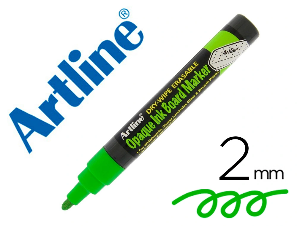 Rotulador Artline Pizarra Epd-4 Color Verde Fluorescente Opaque Ink Board Punta Redonda 2 mm