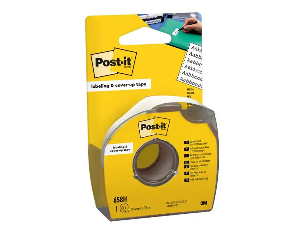 Cinta Adhesiva Post-it para Ocultar y Etiquetar 6 Lineas 18 mt x 25 mm en Portarrollo